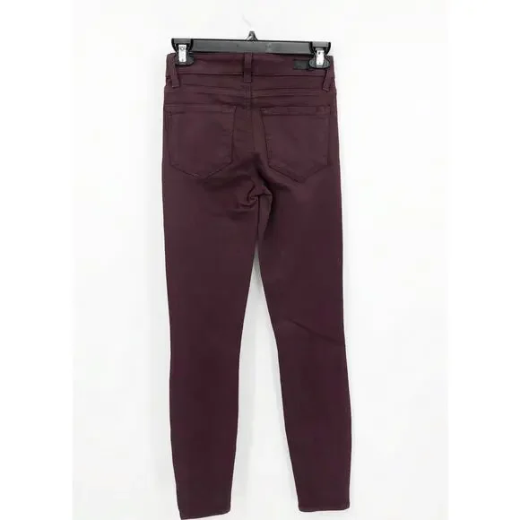 PAIGE Women's Verdugo Ankle Skinny Jeans 24 00 Dark Red Coated Mid Rise NWOT - Picture 6 of 12
